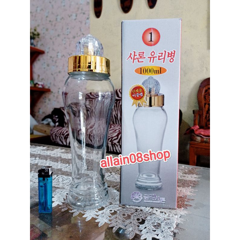 BOTOL GINSENG,WADAH/TOPLES GINSENG kaca KOREA.1 liter dan 1,2 Liter.