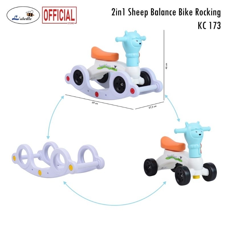 LABEILLE BALANCE BIKE &amp; ROCKING MAINAN JUNGKAT JUNGKI SEKALIGUS SEPEDA ANAK RIDE ON SMART RABBIT KC 001RB