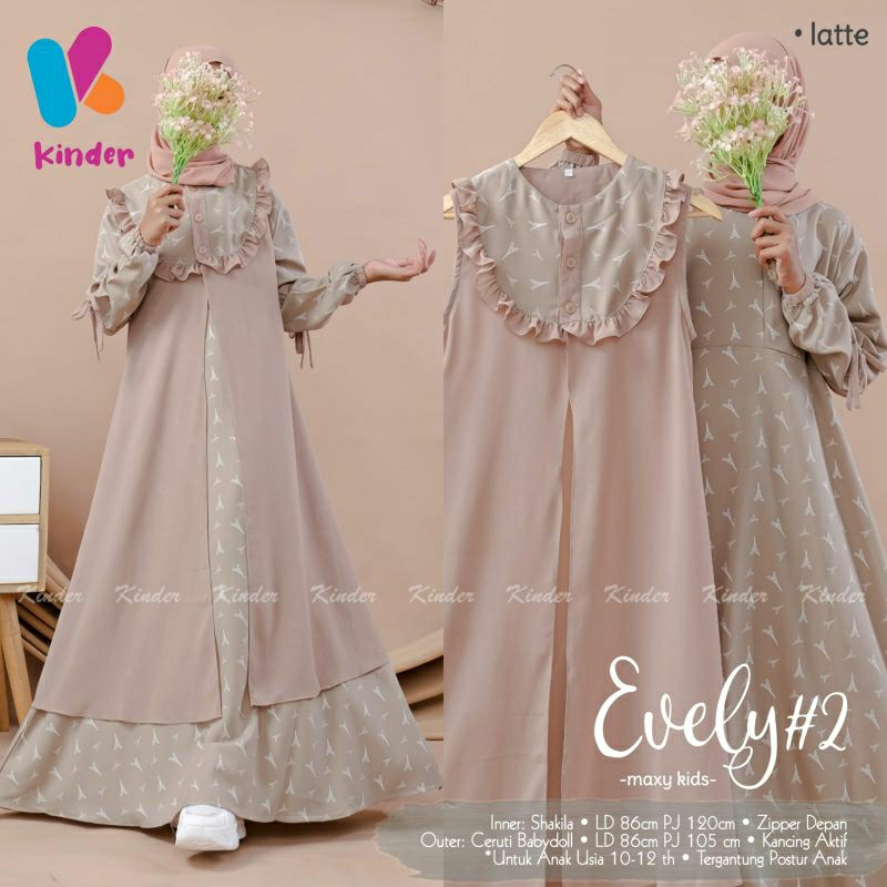 Fatera Gamis Rompi Anak Tanggung 10-12 Tahun Baju Muslim Bahan Shakila Mix Ceruty Maxy Dress Remaja 