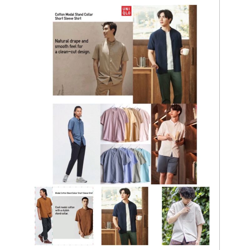 Kemeja Uniqlo U MEN Linen Cotton Stand Colar Shirt