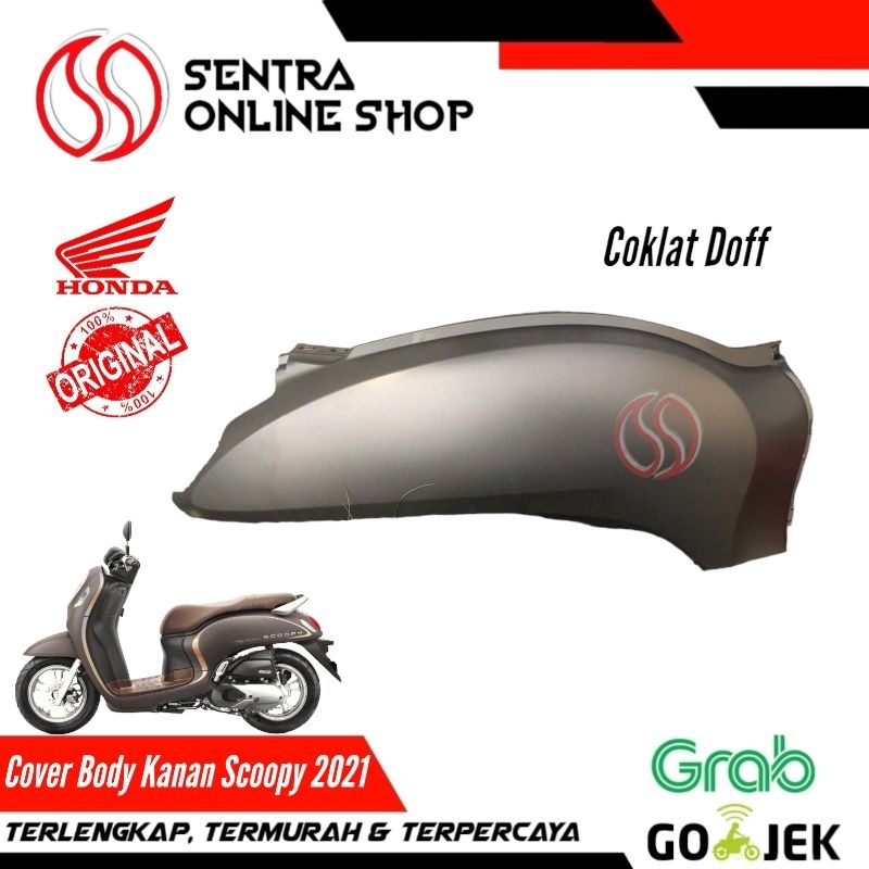 Cover body bodi kanan scoopy new prestige 2021 coklat doff dop original