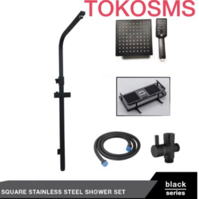 Shower kolom set BLACK shower tiang komplit shower column set hand shower HITAM COLOUM