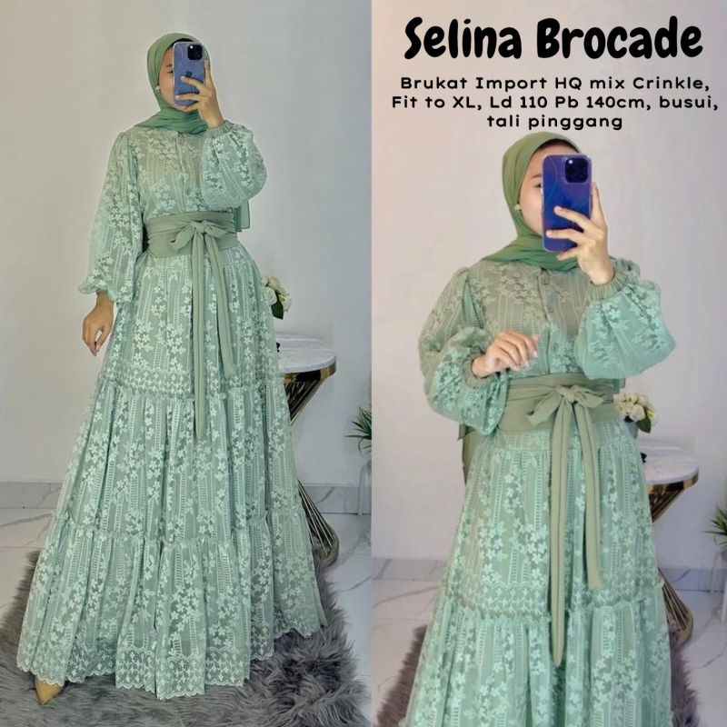 READYSTOCK Selina brocade Asonda maxy dress gamis brukat wanita