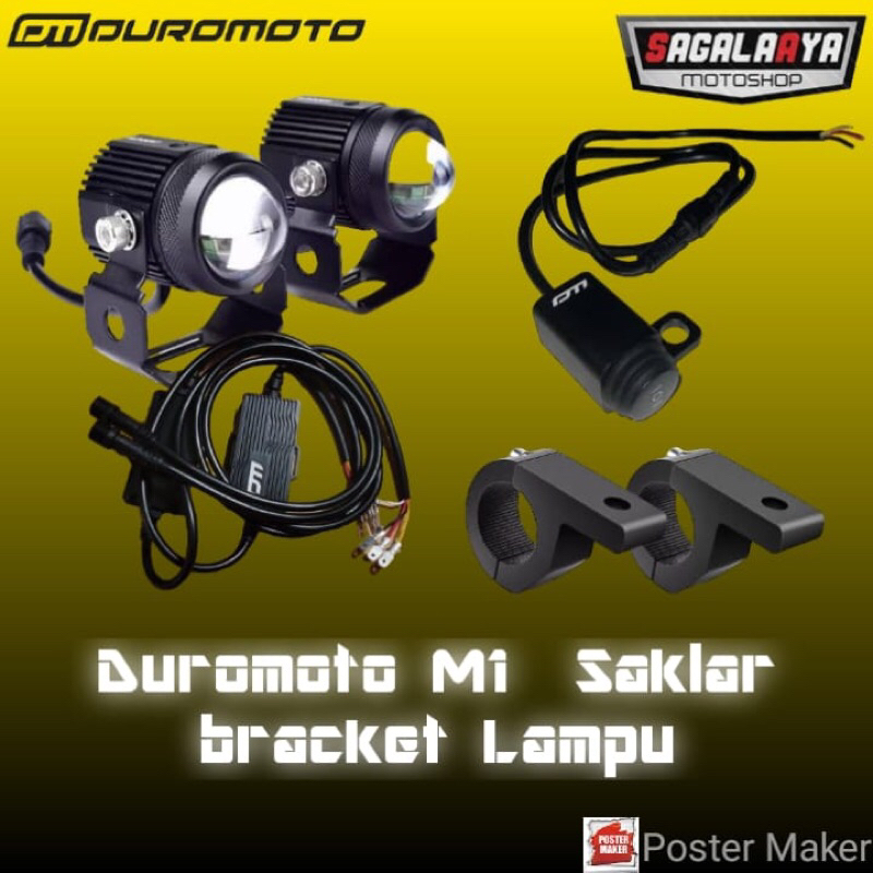 Paket Lampu Duromoto M1 Saklar dan dua bracket lampu Vinyx