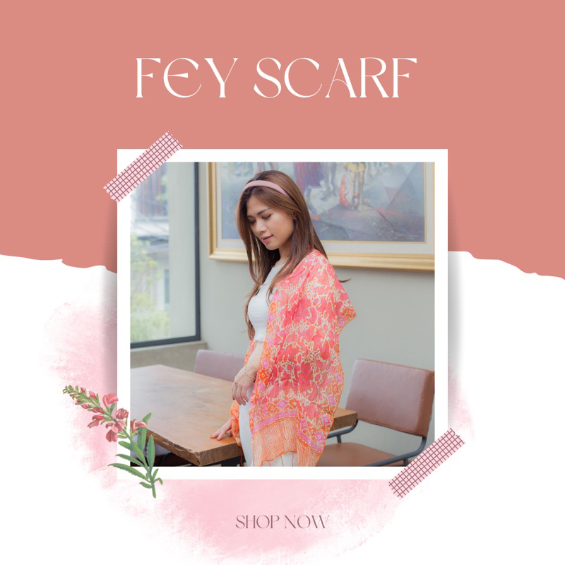 LMS - FEY SCARF SILK BATIK SELENDANG BATIK SUTRA CARDIGAN OUTER