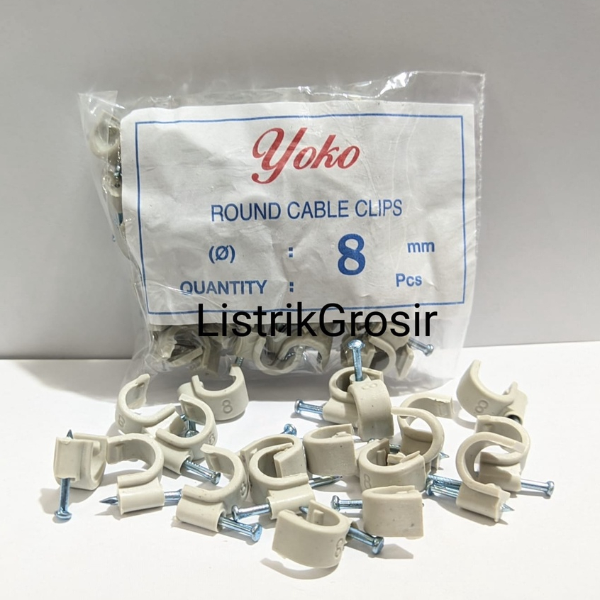 Klem Kabel Yoko Paku Beton No. 6mm 7mm 8mm 9mm 10 mm 12mm Clip Kabel Pvc Listrik Ekonomis