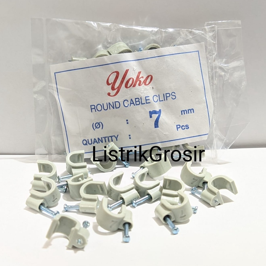 Klem Kabel Yoko Paku Beton No. 6mm 7mm 8mm 9mm 10 mm 12mm Clip Kabel Pvc Listrik Ekonomis