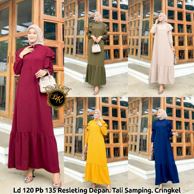 Gamis Cringkel Jumbo Ld 120  | Gamis Cringkel Premium Jumbo| Gamis Pesta Jumbo