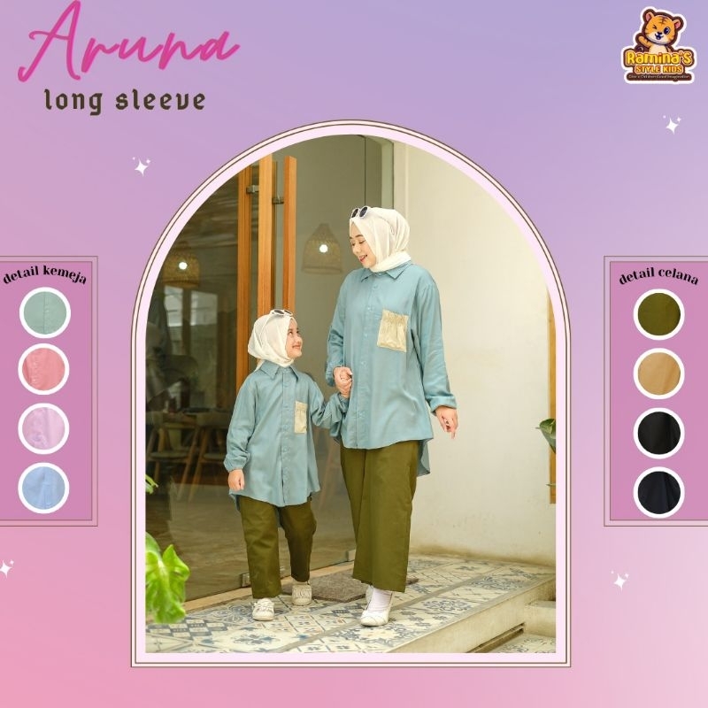 Pre order ‼️Set Couple Mom's n Kids Aruna Long Sleeve by Ramina / Set Couple bisa Cod