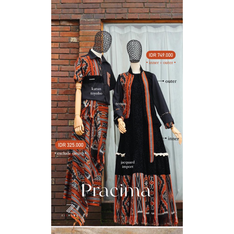 Zisheeri Couple Tenun pracima -Dress Tenun Kemeja Tenun /DRESS SET OUTER ETNIK TENUN CANTIK