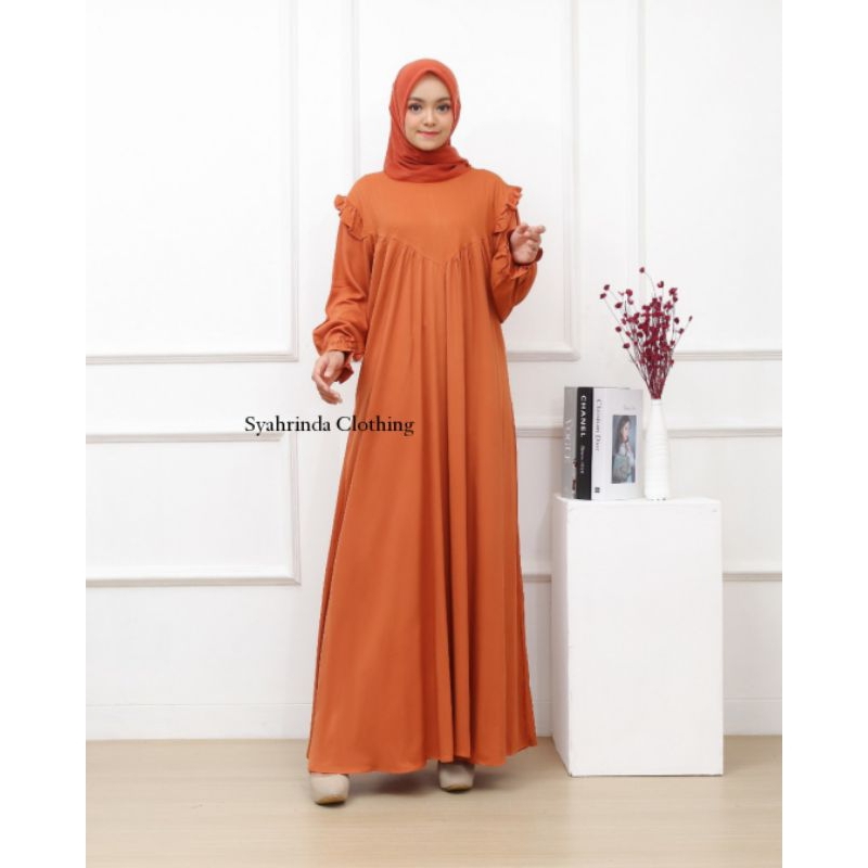 Gamis Polos Twill Rayon Premium Baju Long Dress Wanita Hijab Fashion