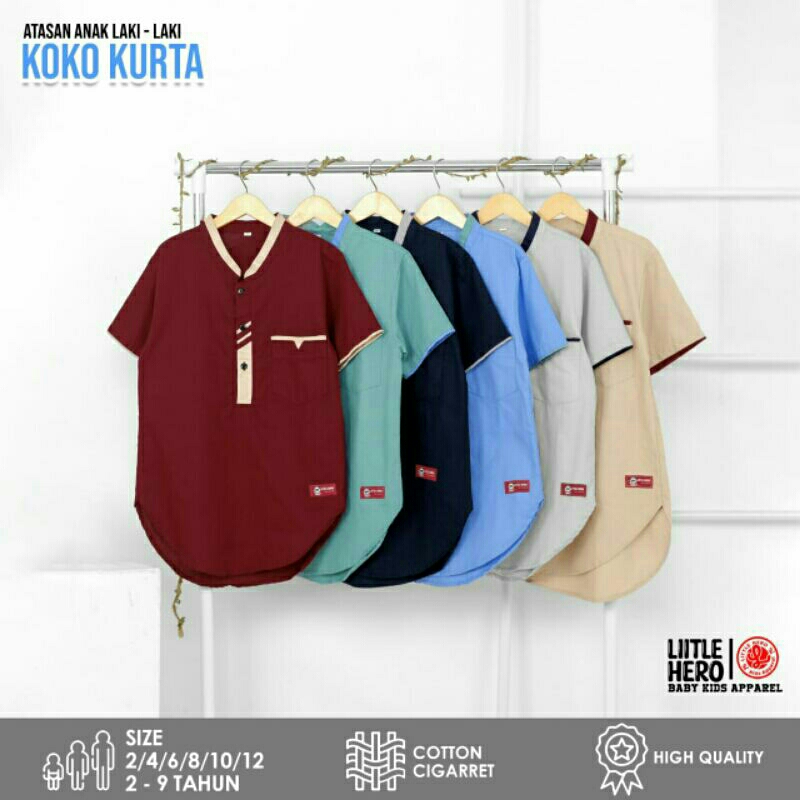 Kemeja Kurta Anak Laki-laki Usia 2-10 Tahun Original Premium Little Hero