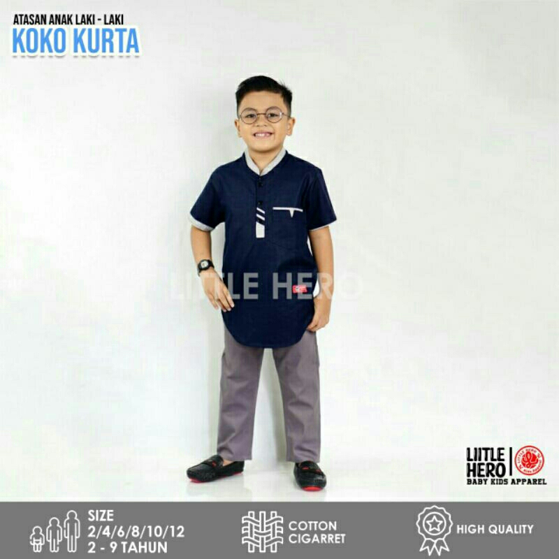 Kemeja Kurta Anak Laki-laki Usia 2-10 Tahun Original Premium Little Hero