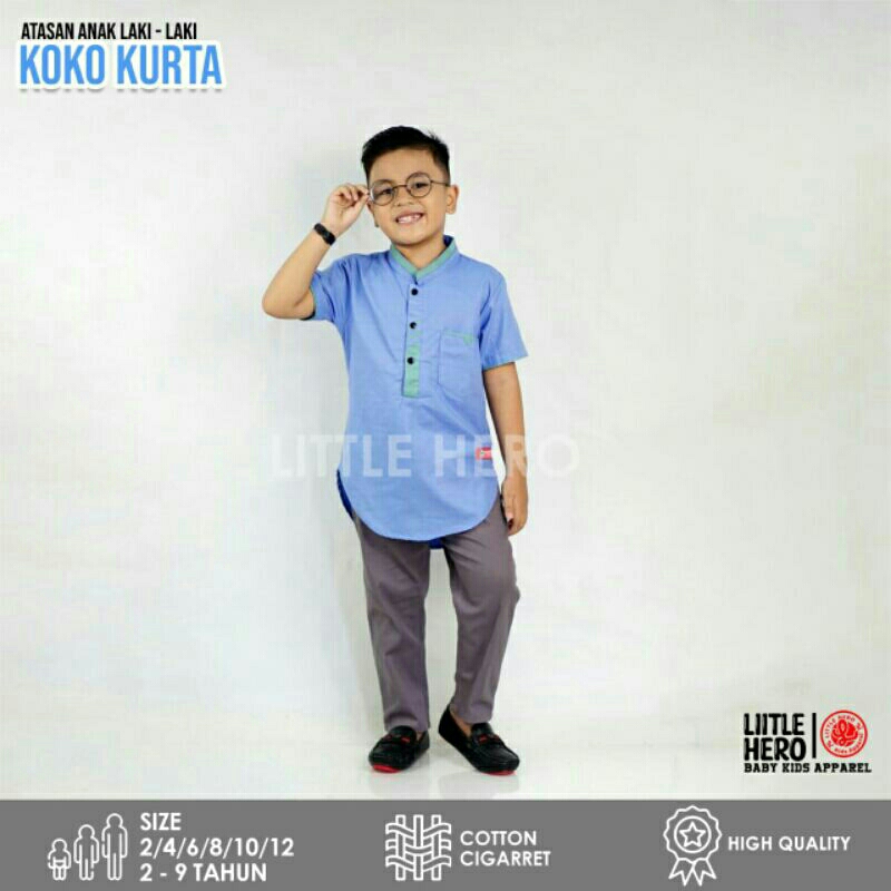 Kemeja Kurta Anak Laki-laki Usia 2-10 Tahun Original Premium Little Hero