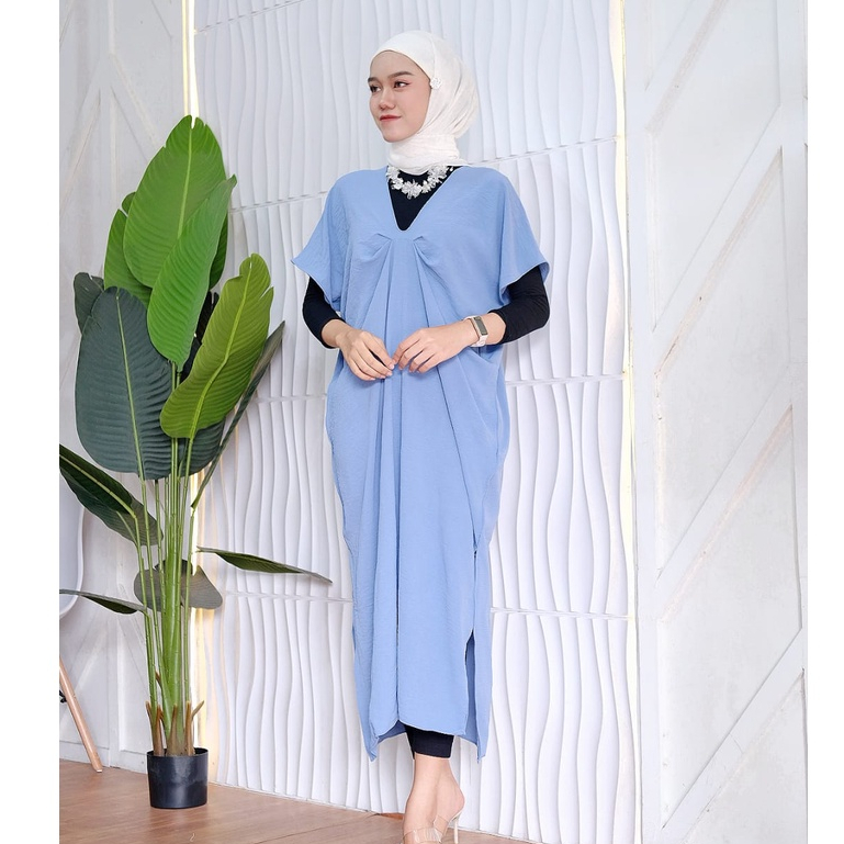 Najwa Kaftan Crinkle Airflow Gamis Kaftan - Amora Kaftan Polos Crinkle Airflow Ukuran Jumbo - Gamis Kaftan Lebaran Viral