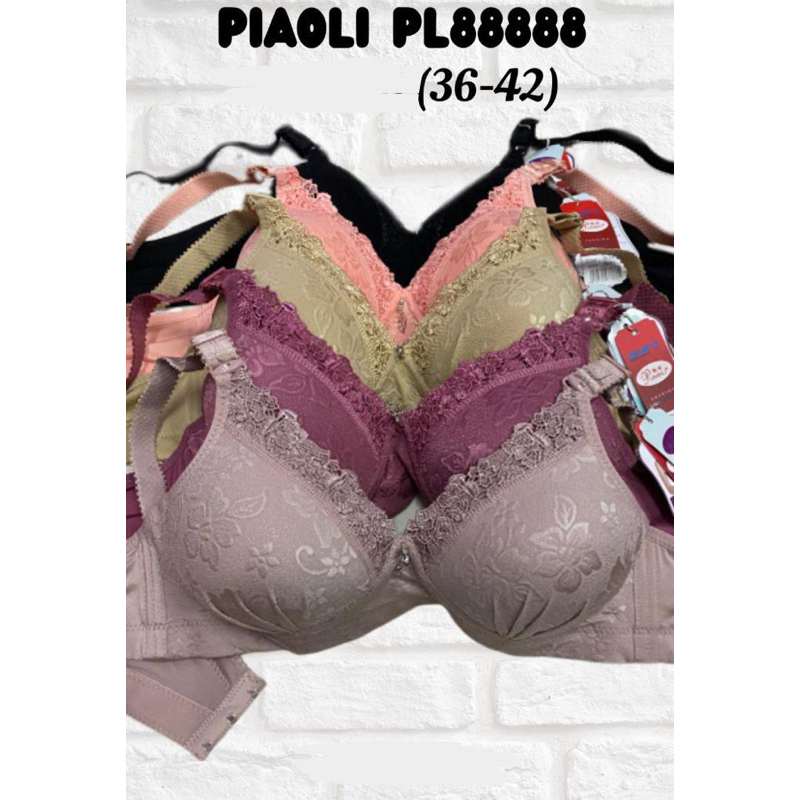 (1pcs) BH Bra wanita perempuan PIAOLI brukat tanpa kawat kancing 3 busa sedang bordir renda