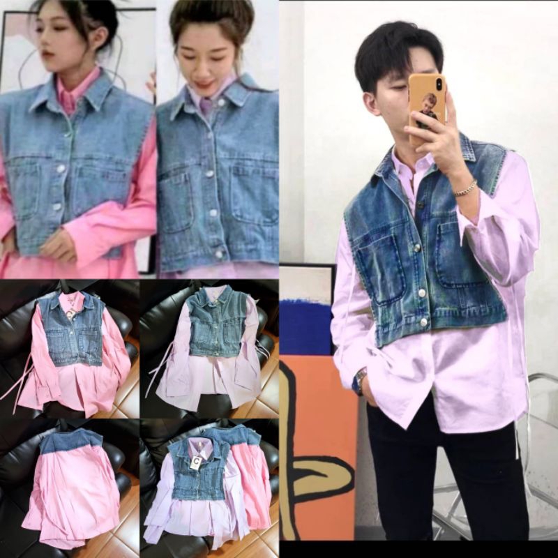 Kemeja Wanita Oversize LD 110 Mix Jeans Import