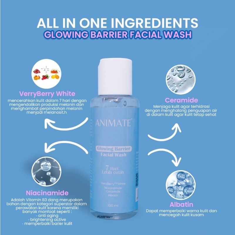 [Blue 100ml] Animate Glowing Barrier Facial Wash | Face Wash