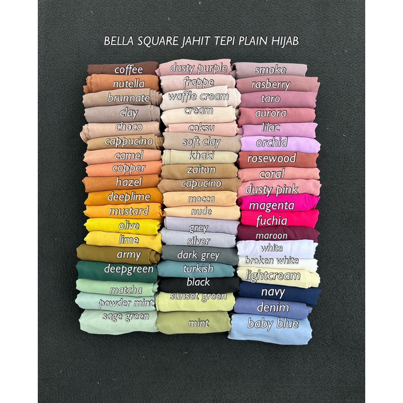 BELLA SQUARE PLAIN HIJAB PREMIUM JAHIT TEPI PART I