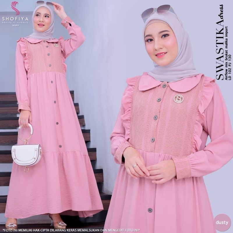 baju gamis lebaran elegan Swastika maxy ori by shofiya