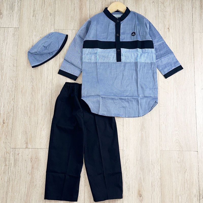 [LITTLEORIN] Setelan koko zikra panjang kotak celana untuk anak laki laki