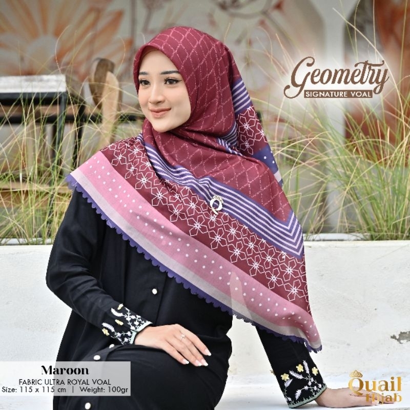Jilbab Segi Empat Voal Premium GEOMETRY SERIES Original Quail Hijab