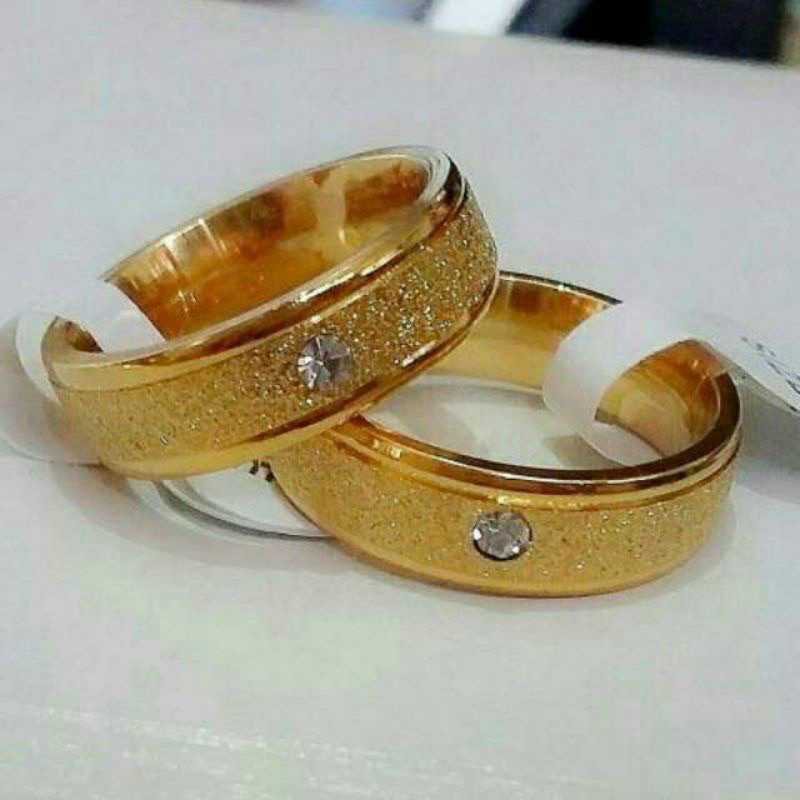 Cincin titanium pasir gold  mata || Cincin titanium anti karat