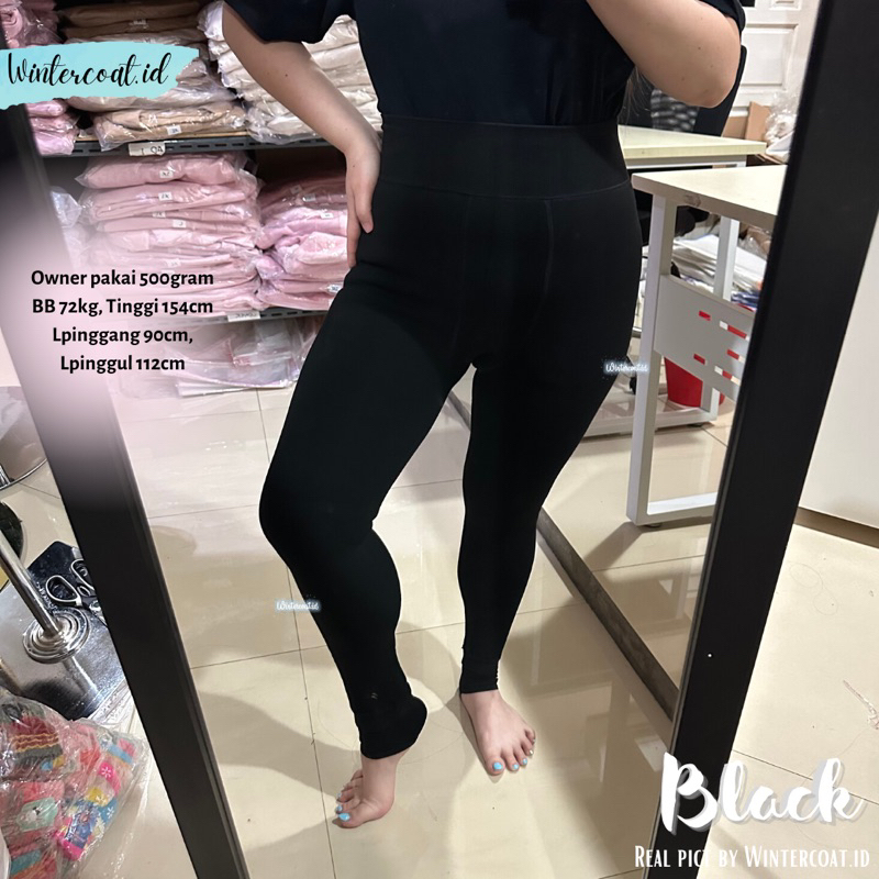 Legging thermal big size wanita celana winter jumbo oversize hitam 500 700 gram import musim dingin hangat cewek