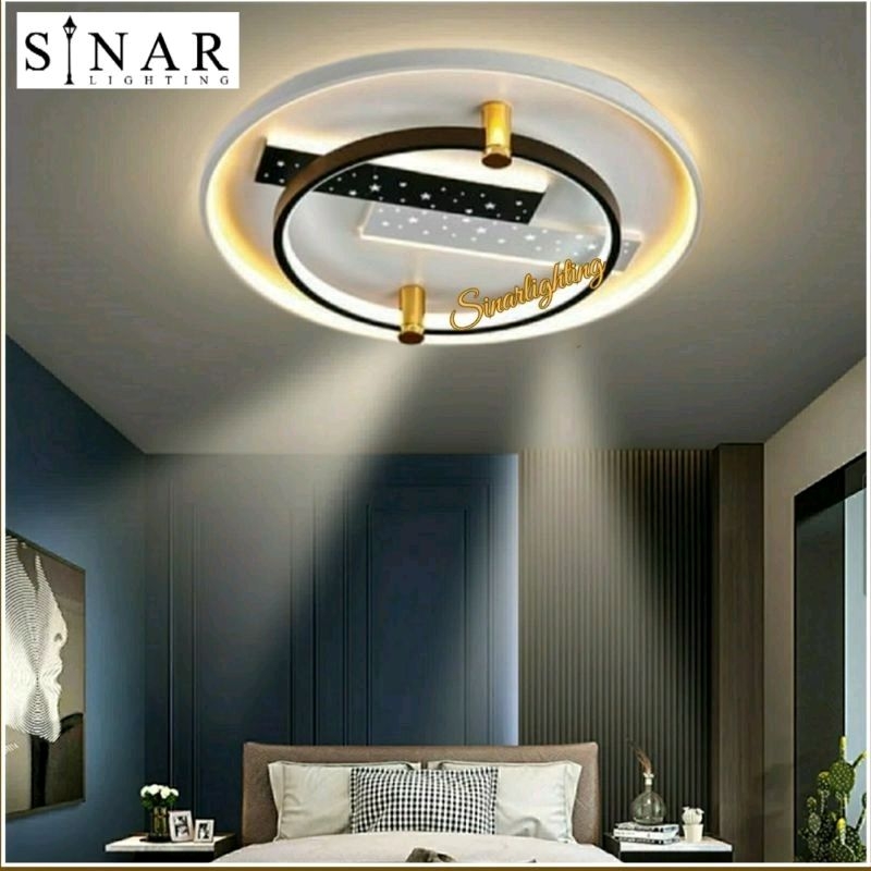 Lampu hias plafon minimalis Remote LED bulat 3089