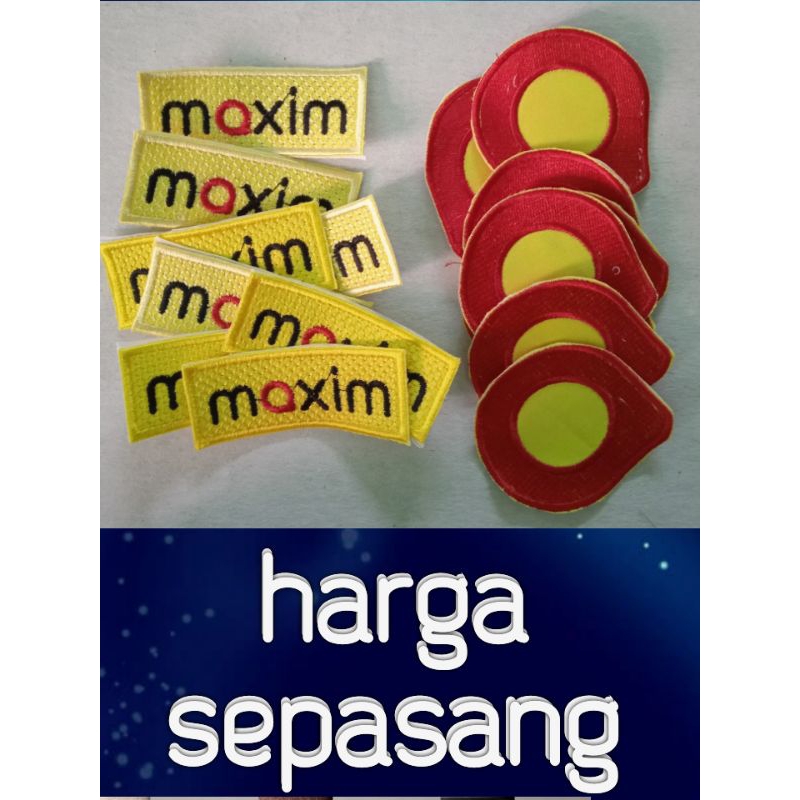 HARGA SEPASANG bordir maxim. maxim bordir. emblem maxim murah. emblem sepasang. bordir maxim murah.p