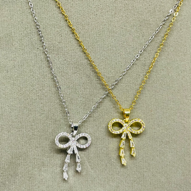 Kalung Titanium Pita juntai permata wanita