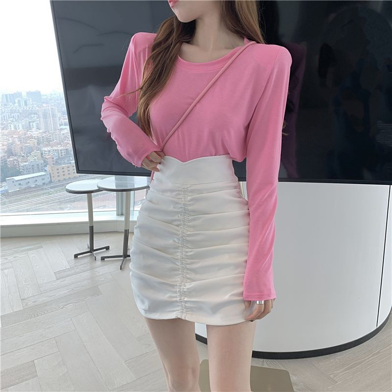 (S-XXL) SUPER HIGHWAIST ONE RUFFLE LINE SKIRT rok wanita