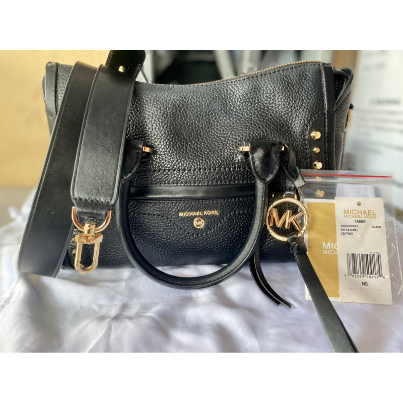 (PRELOVED) MICHAEL KORS CARINE SMALL PEBBLED LEATHER SATCHEL - BLACK