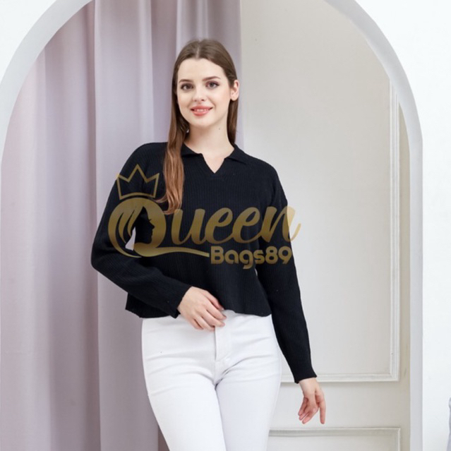 Queenbags89 baju outfit cewek baju atasan wanita baju Rajut Elina Crop Knit