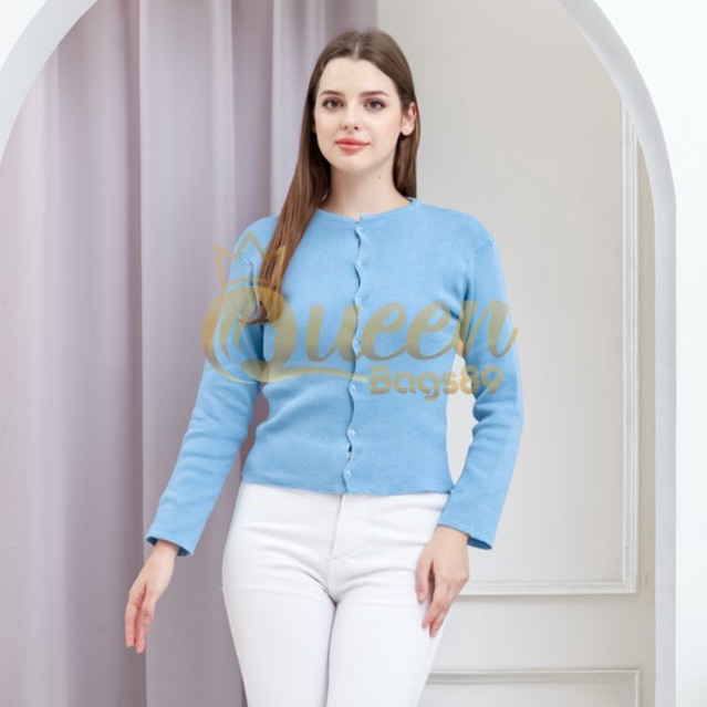 Queenbags89 baju outfit cewek baju atasan wanita baju Rajut angel button shirt