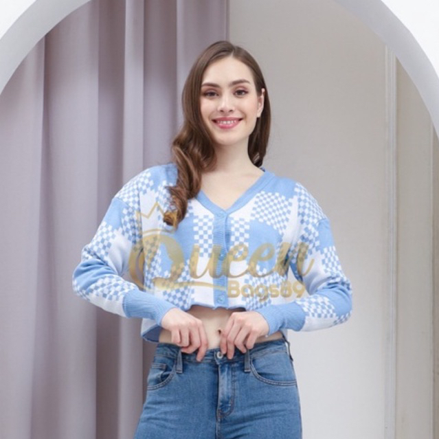 Queenbags89 baju outfit cewek baju atasan wanita baju Rajut Celline Knit Crop Premium