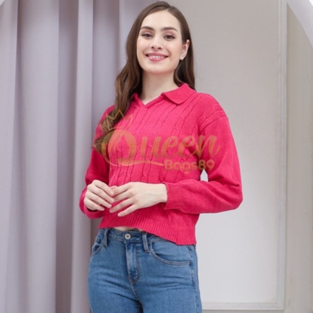 Queenbags89 baju outfit cewek baju atasan wanita baju Rajut Benita Cable