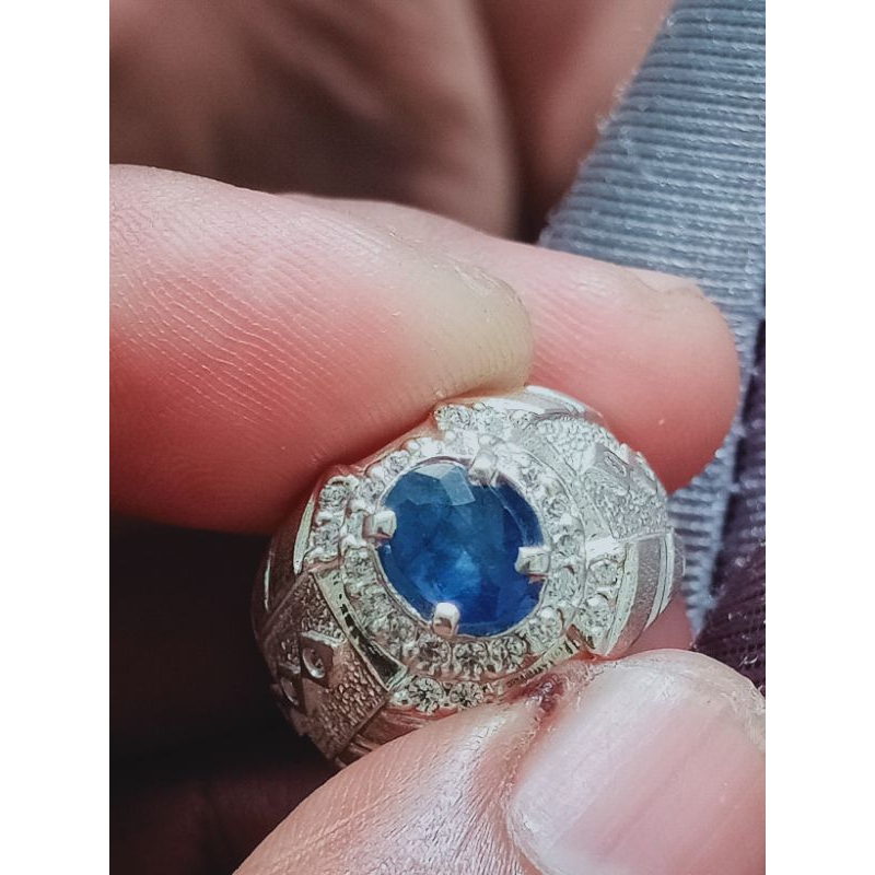 cincin perak batu safir