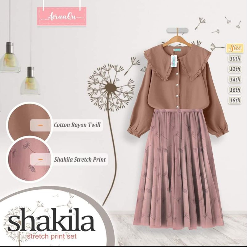 SHAKILA SET - Rok + Atasan Anak Perempuan / One Set Bahan Shakila Katun Twill