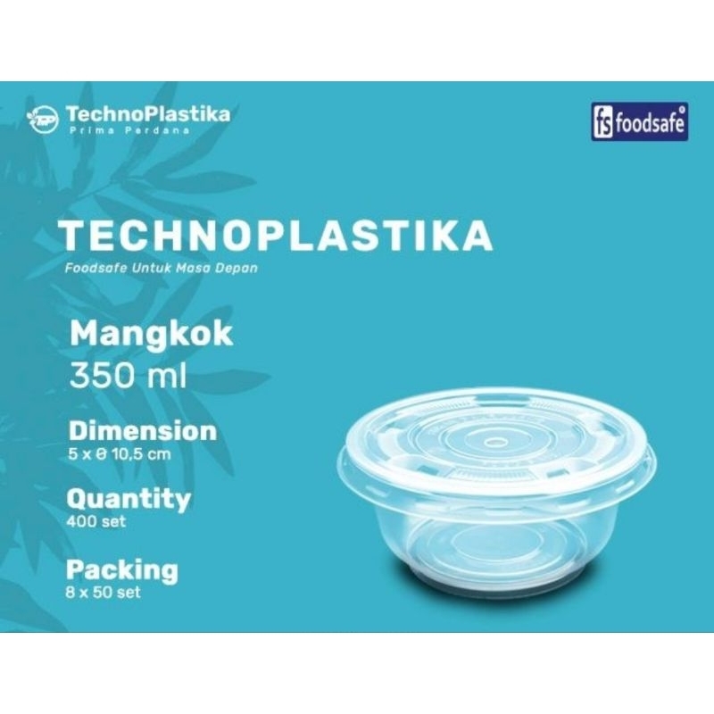 Mangkok Thinwall Bakso / Kuah Sup Plastik 350ml 500ml Bening Tebal Termasuk Tutup Gajah Technoplasti