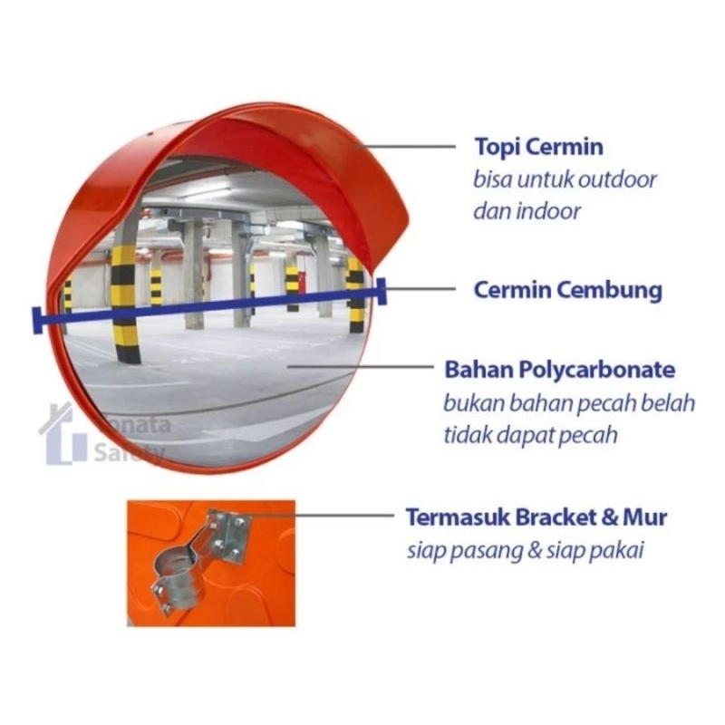 Convex Mirror OUTDOOR Kaca Jalan Cembung Lalu Lintas 45 Cm - 60 Cm - 80 Cm - 100 Cm
