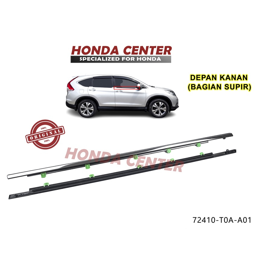 ORIGINAL HONDA, molding pelipit karet kaca pintu luar crv gen4 2013 2014 2015 2016 2017 depan kanan