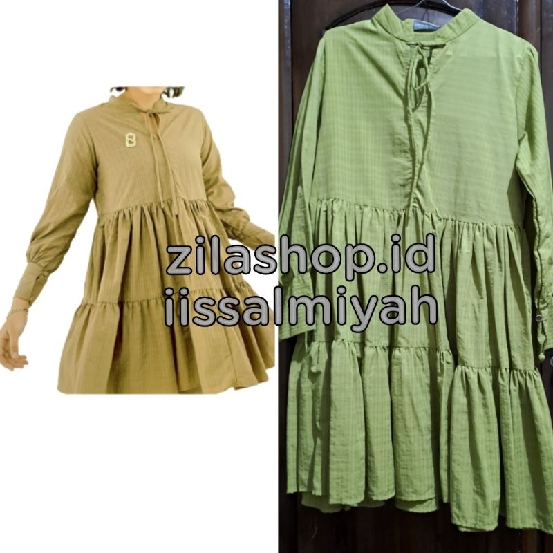 preloved benang jarum raline tiered top green buttonscarves