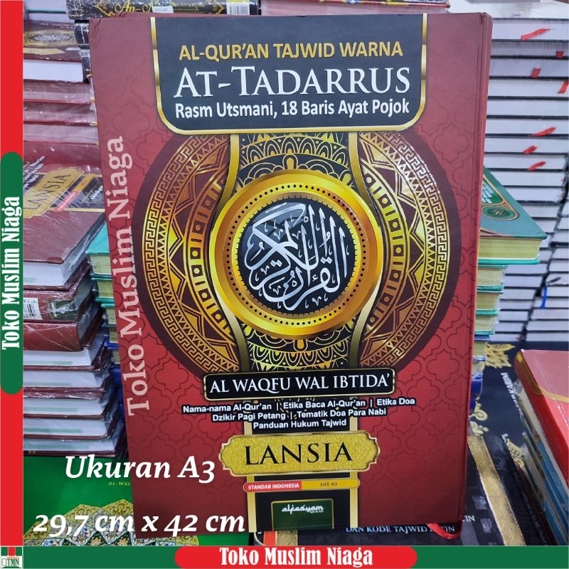 Alquran Lansia - Alquran At-Tadarus Alquran Tajwid Warna Ukuran Jumbo A3