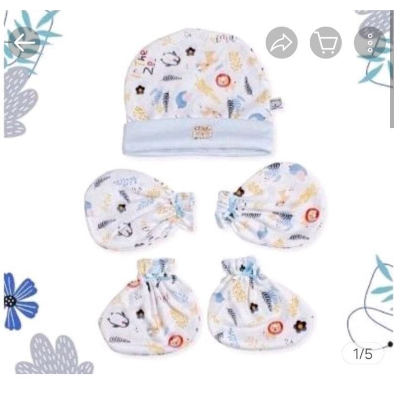 Topiset bayi chiyo topi bayi dan sarung tangan kaki