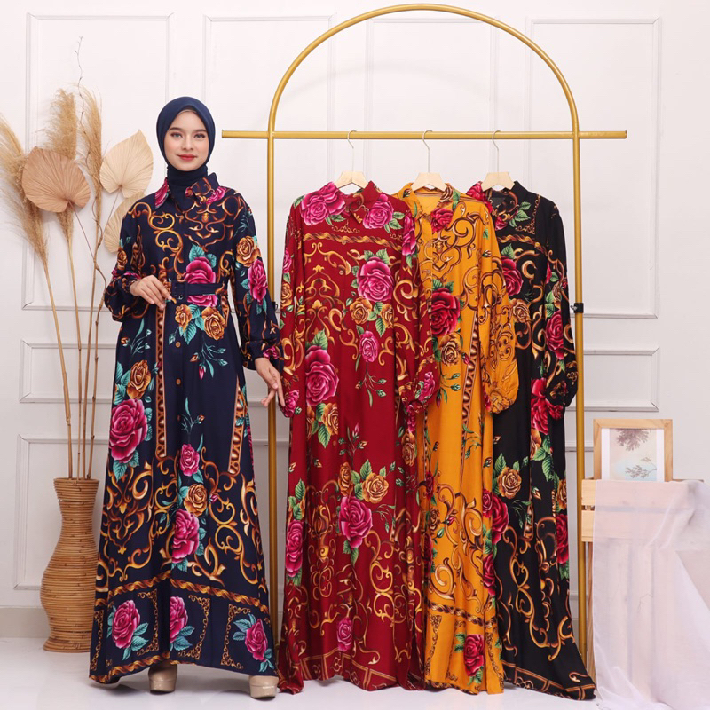 GAMIS MAXY SULTAN LEBARAN MEWAH FREE BELT RAYON ADEM GROSIR MOTIF BATIK MEWAH ACARA IDUL FITRI