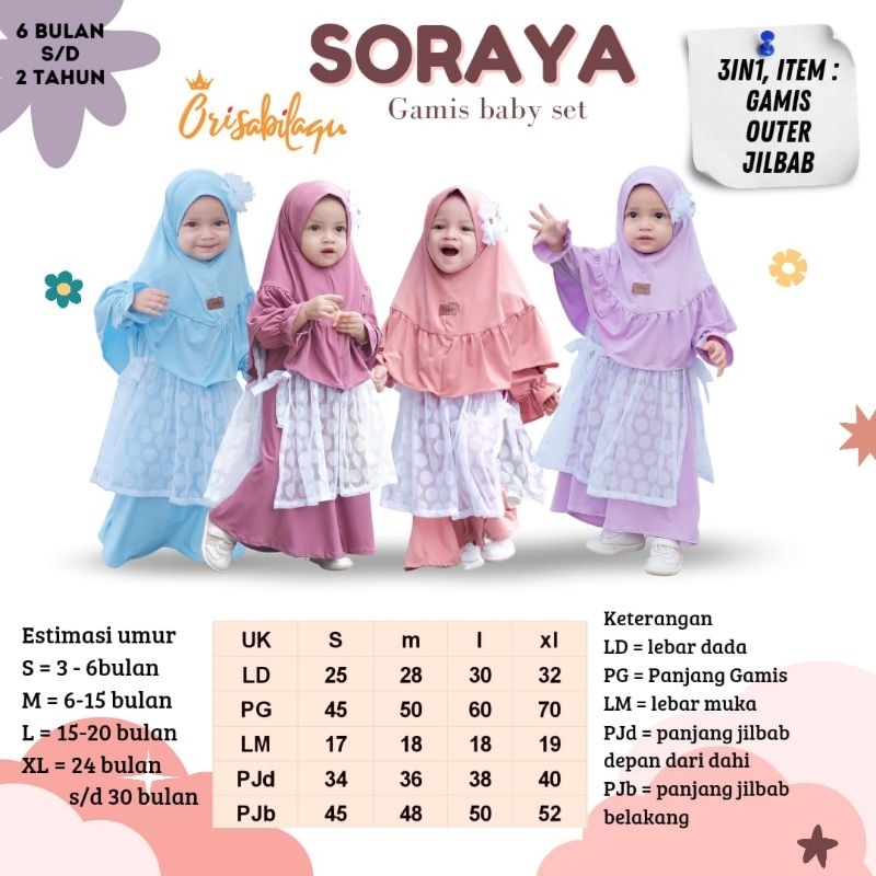 Gamis Baby Soraya SMLXL (6 bulan - 2 Tahun)