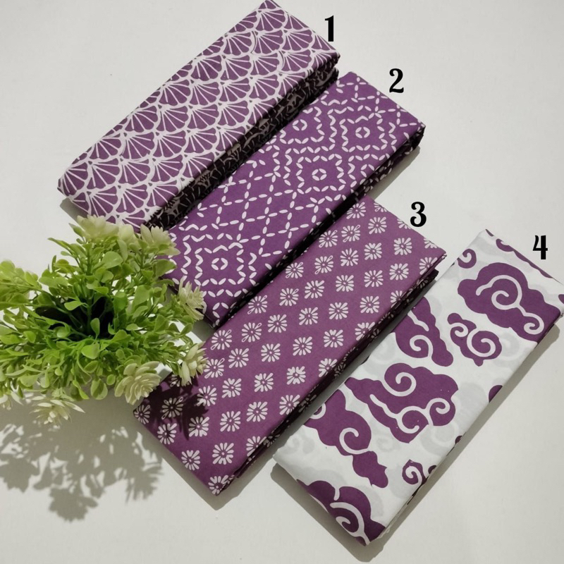 Kain Batik Cap Warna Ungu Taro / Kain Batik cap Halus
