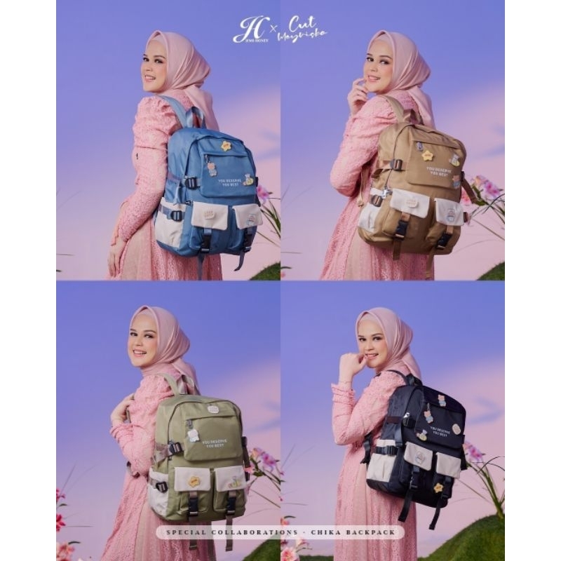 CHIKA BACKPACK JIMS HONEY ORI TAS RANSEL WANITA IMPOR FASHION CEWEK KOREA TEMPAT LAPTOP ANTI AIR