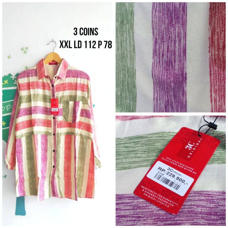 Blus Kemeja Tunik Wanita Remaja Dewasa Three Coins